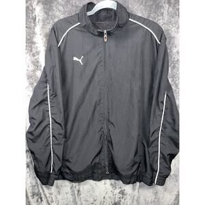 Vintage Puma Track Jacket Men’s Large Black Full Zip Retro Athletic Windbreaker